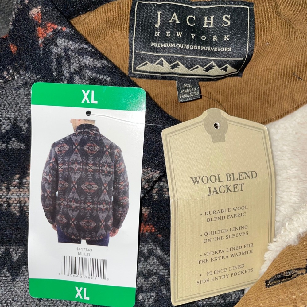 NEW Jachs New York Wool Blend Sherpa Lined Shirt Jacket Aztec Print NWT Mens XL - Picture 7 of 8